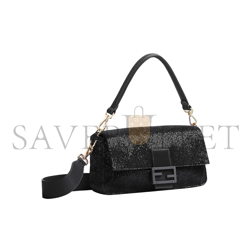 F**di beaded baguette black shoulder bag 8br600am2lf0kur (27*15*6cm)